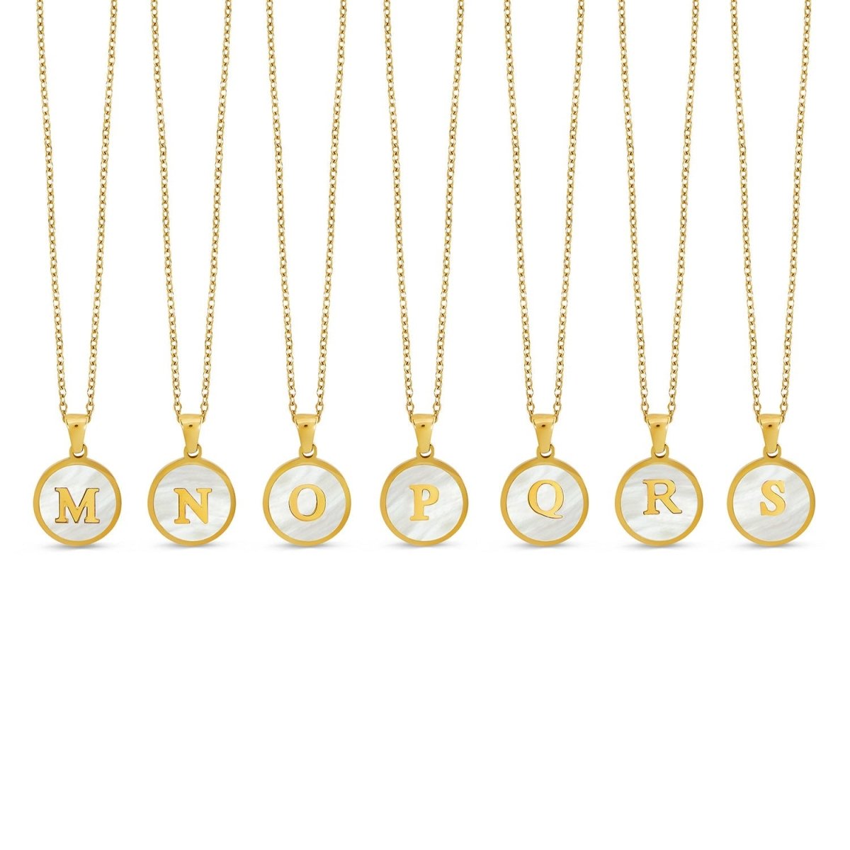 Necklace Letter Initial Marble 18K Gold Plated