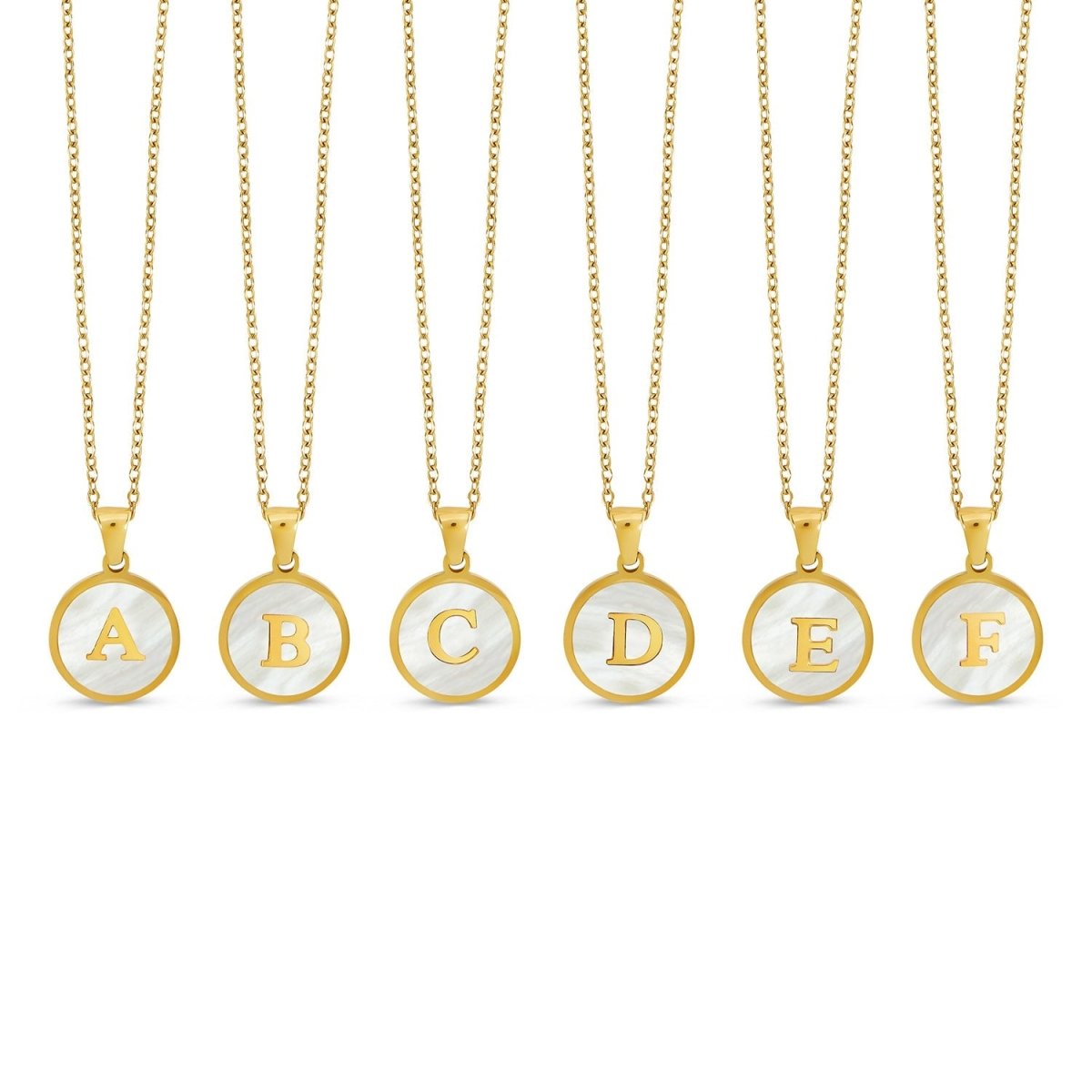 Necklace Letter Initial Marble 18K Gold Plated