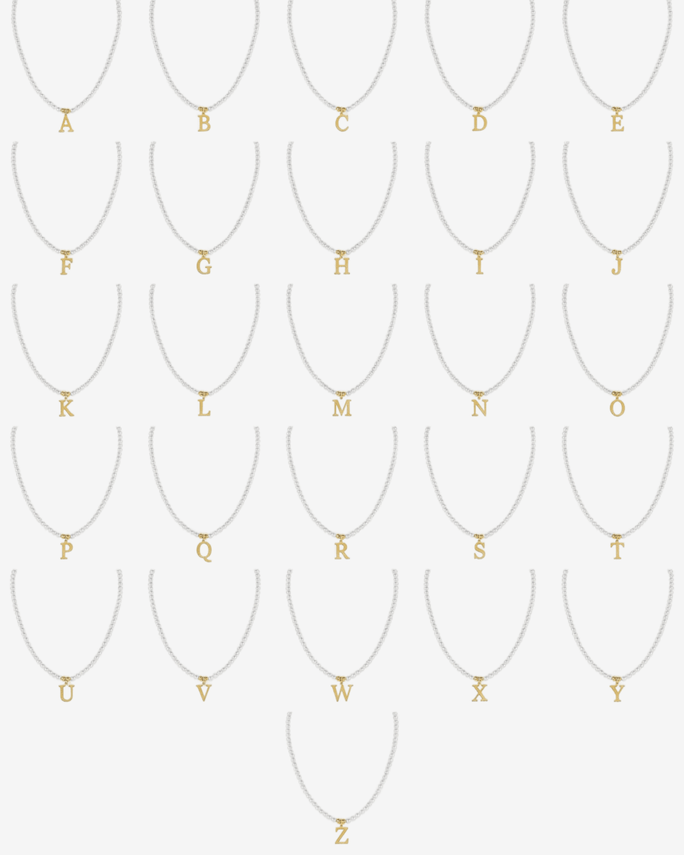 Necklace Letter Initial Pearl 18K Gold Plated