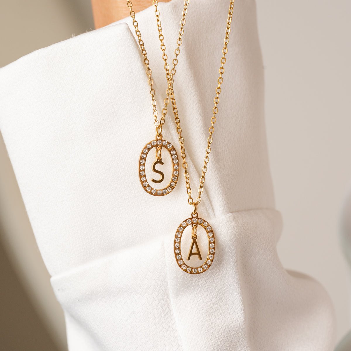 Necklace Letter Initial Prism 18K Gold Plated