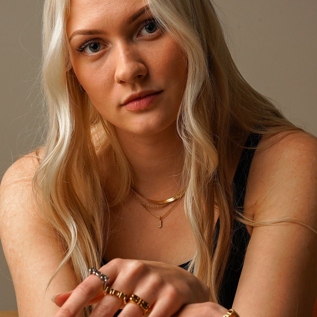 Necklace Letter Initial Zirconia 18K Gold Plated