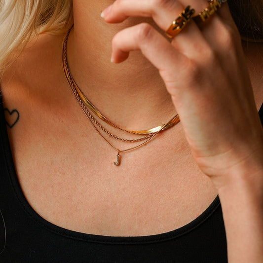 Necklace Letter Initial Zirconia 18K Gold Plated