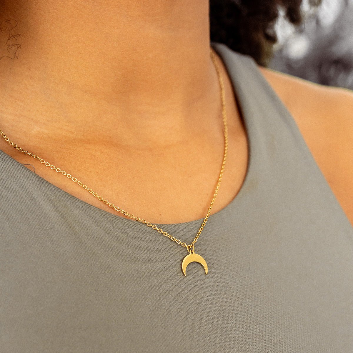 Moon Pendant Necklace 18K Gold Plated