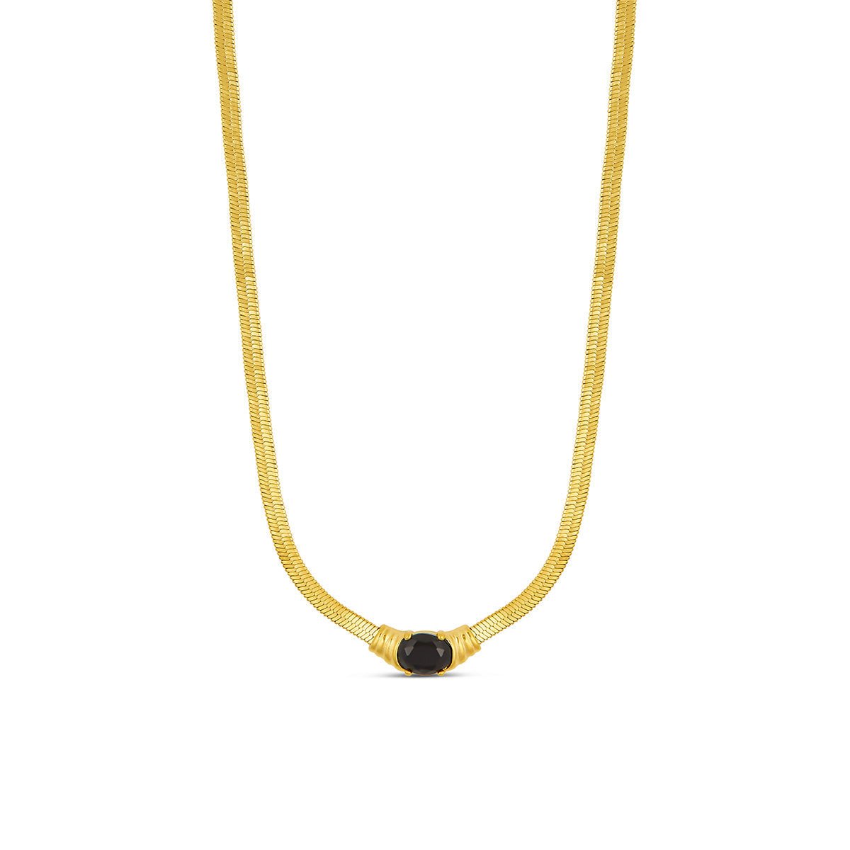 Necklace Mesh Onyx Stone 18K Gold Plated