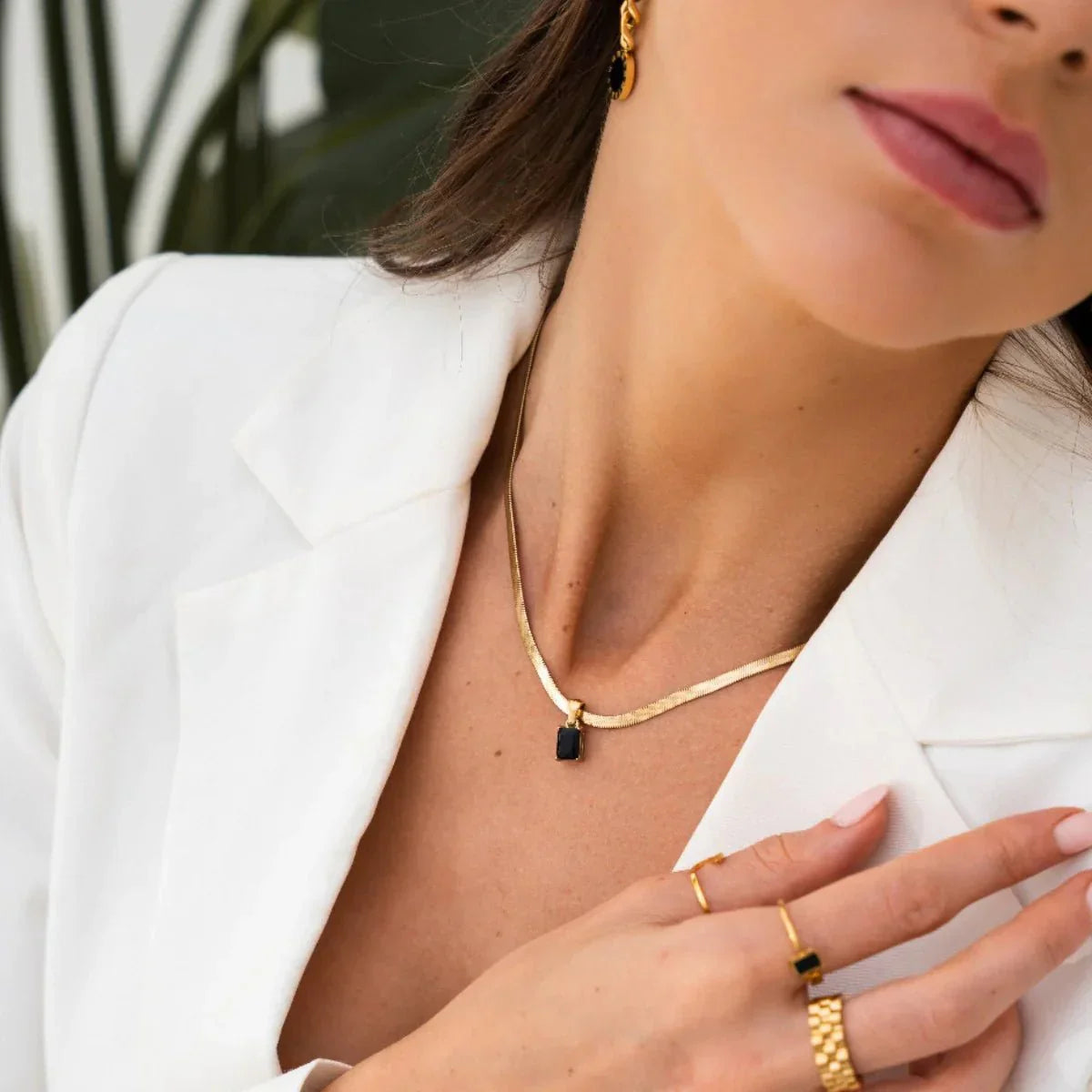 Necklace Riviera Pendant Mesh 18K Gold Plated