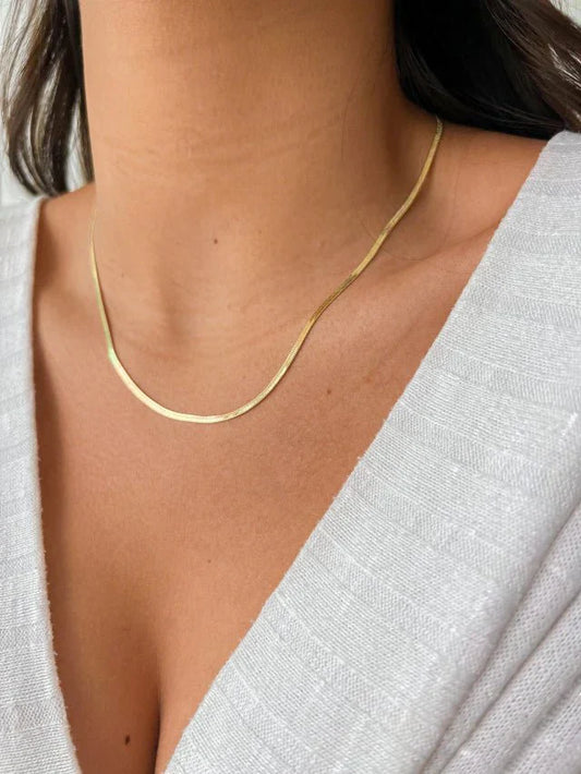 Necklace 2mm Fine Snake Mesh 18K Gold Plated