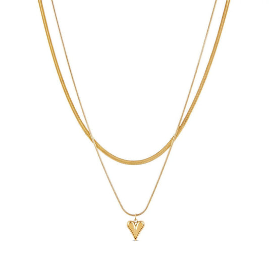 Necklace Mixes Heart Carved 18K Gold Plated