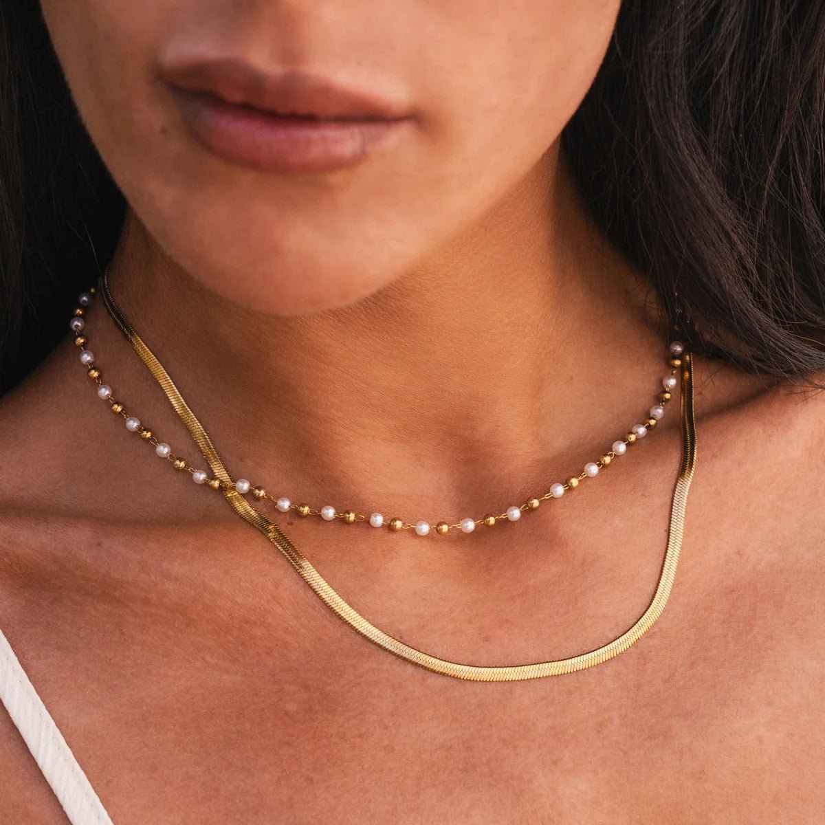Necklace Mixes Pearl 18K Gold Plated