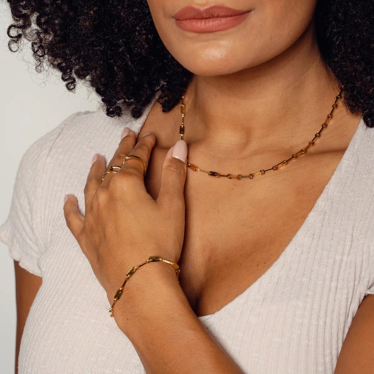 Bracelet Chain Links Tablet 18K Gold Plated
