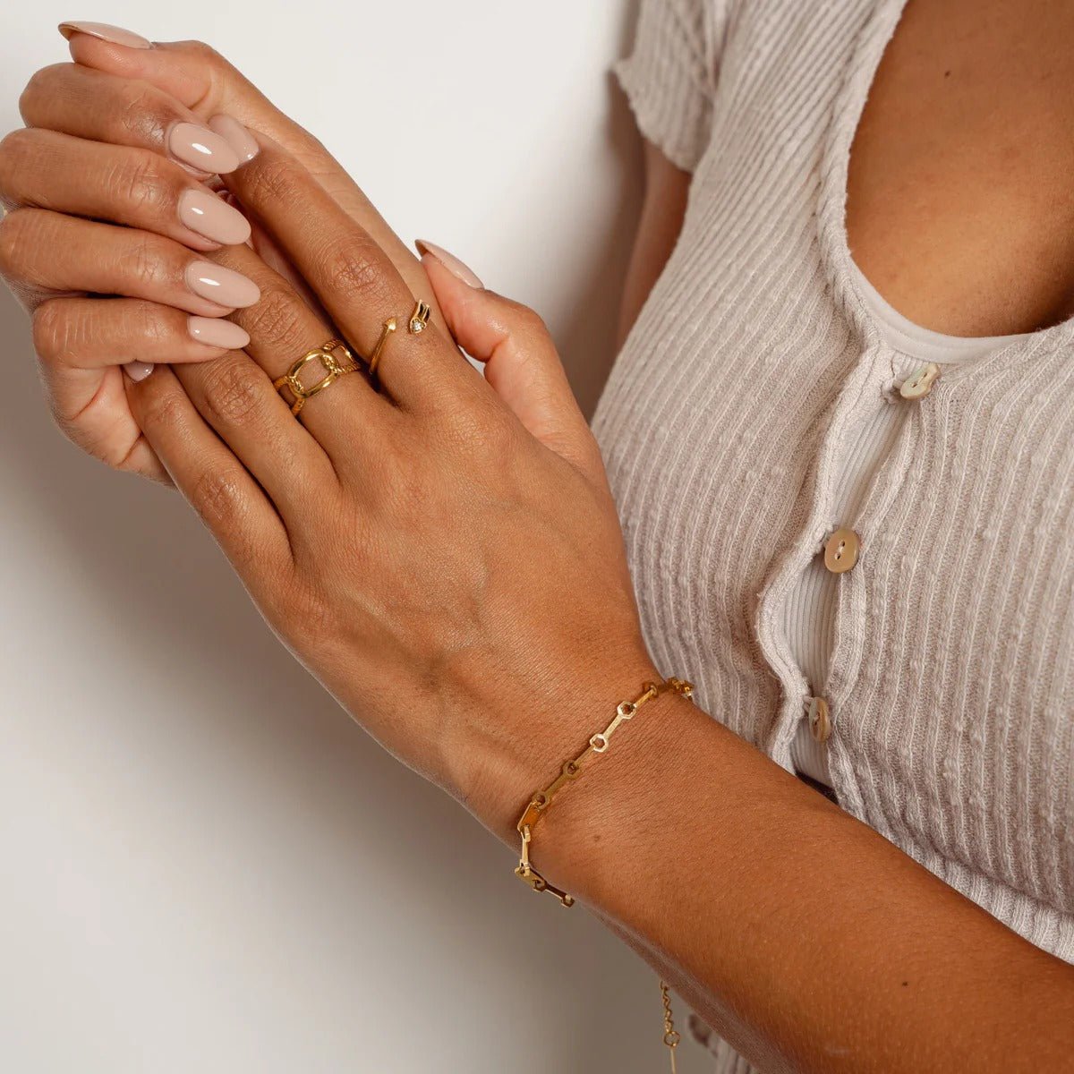 Bracelet Chain Links Tablet 18K Gold Plated
