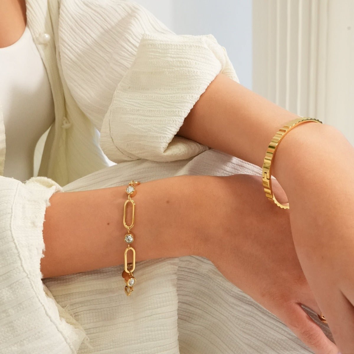 Crystal Link Bracelet 18K Gold Plated