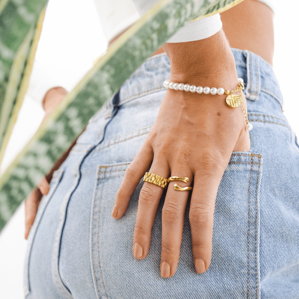 Pearl Charm Bracelet 18K Gold Plated