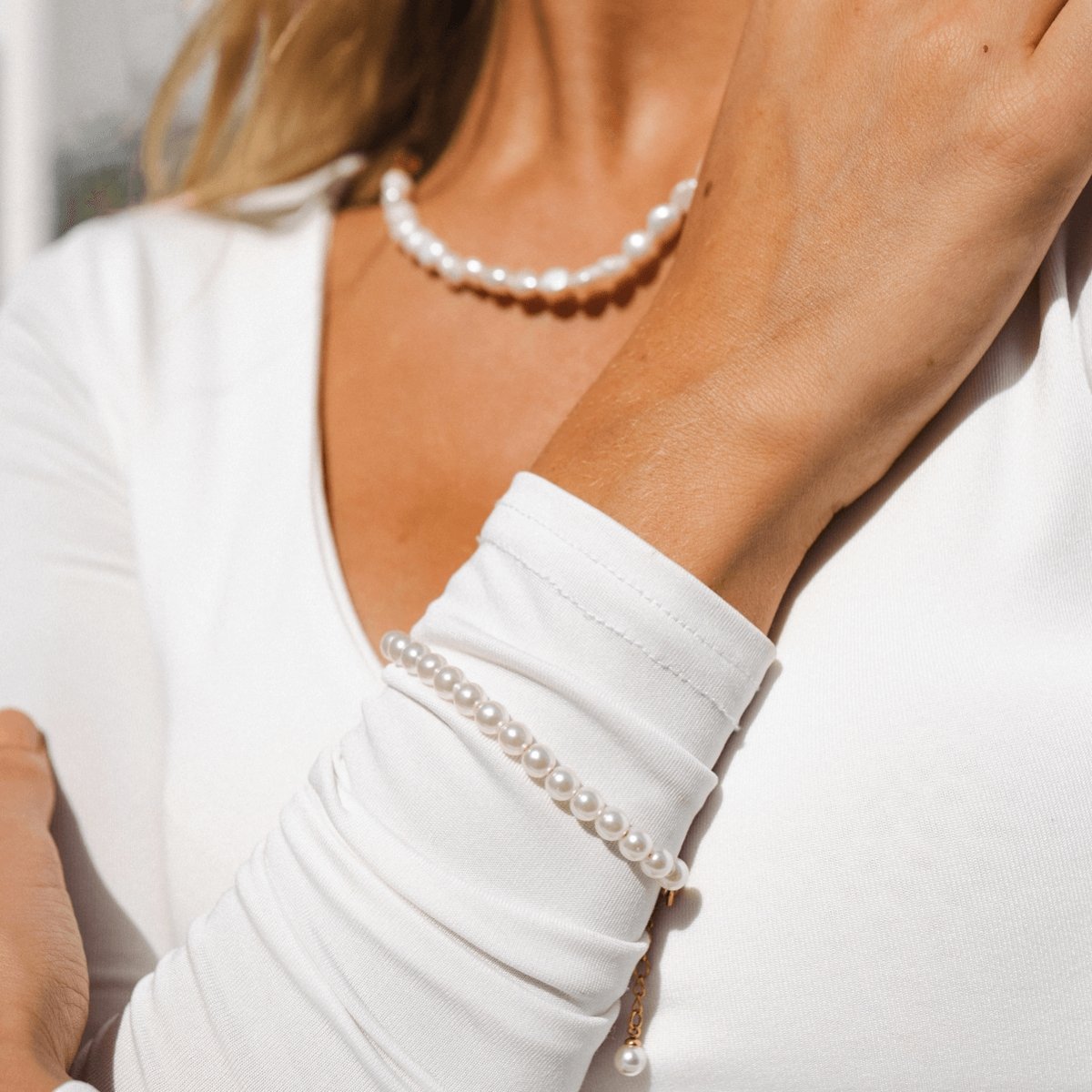 Pearl Charm Bracelet 18K Gold Plated