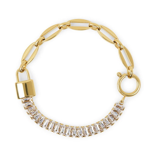 Bracelet Lock Riviera Baguete 18K Gold Plated